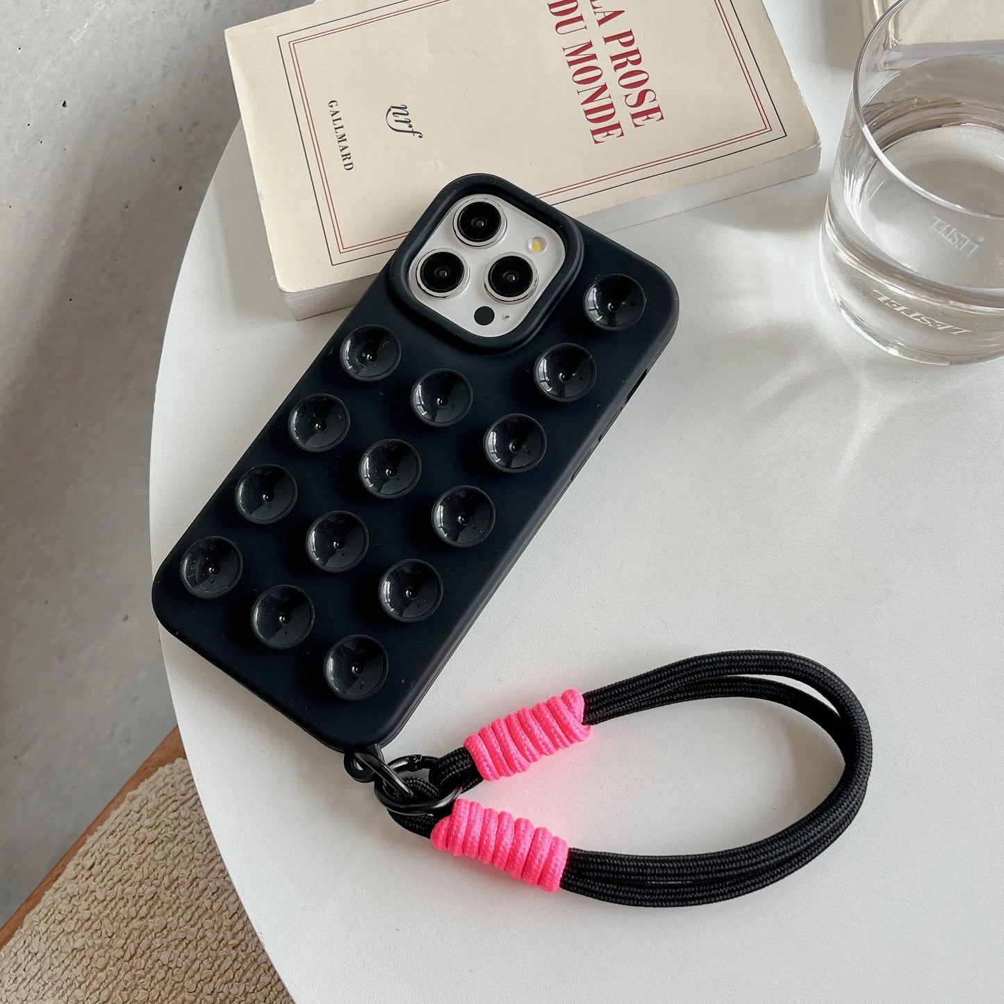 Cute Creative Lanyard Suction Cup Case for  16 15 plus 14 13 12 11 Pro Max INS Extra Gadget Holder Funny Silicone Cover